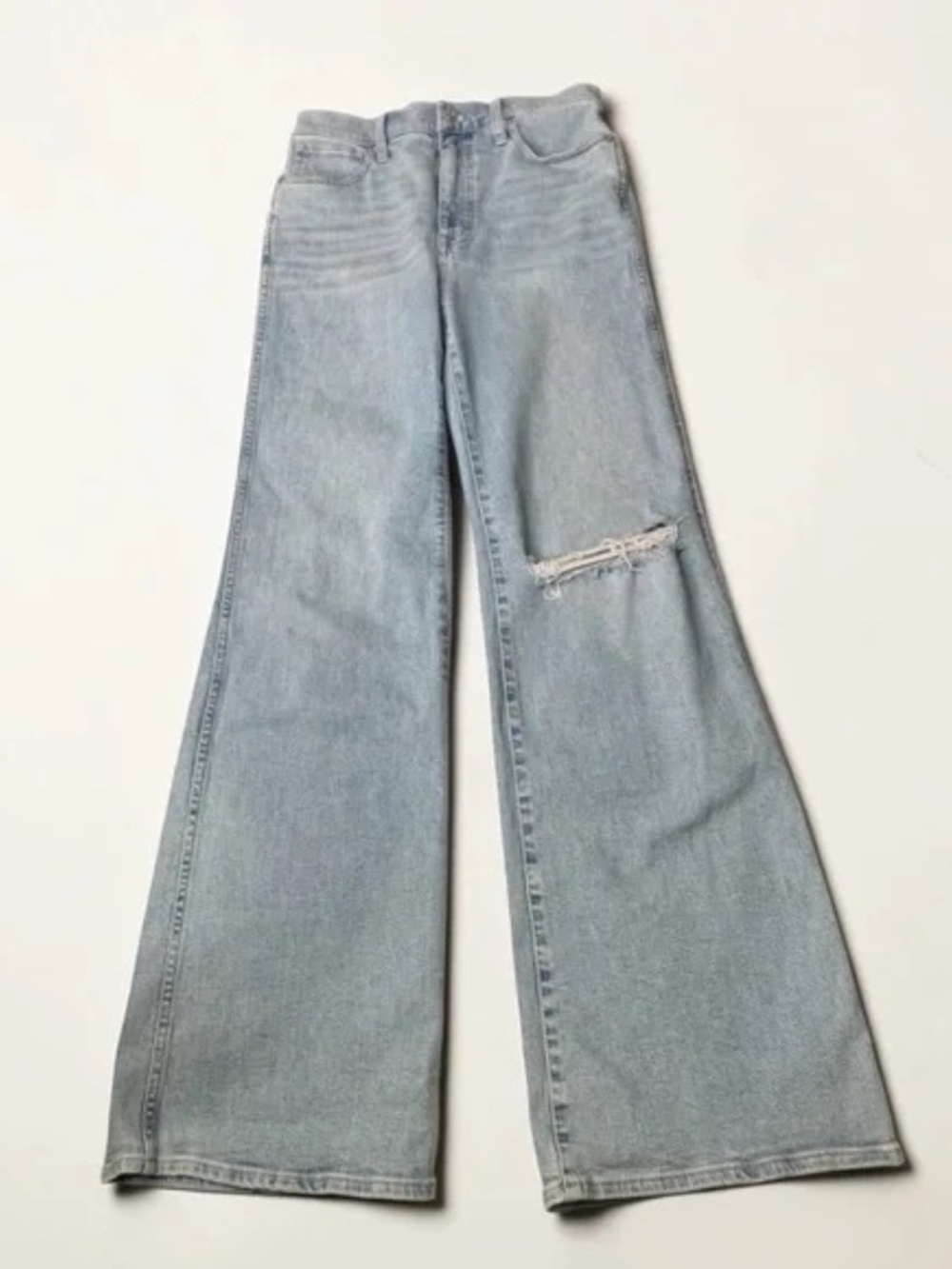 MADEWELL - 11" High-Rise Flare Jeans in Eversfield Wash: Knee-Rip Edition sz 28 - Picture 6 of 12